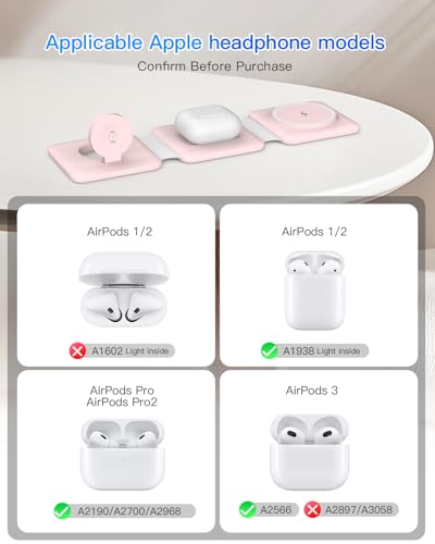 Charging Station for Apple Multiple Devices: 3 in 1 Foldable Magnetic Wireless Charger Stand - Travel Charging Dock Compatible with iPhone 16 15 14 13 12 Pro Max Plus Apple Watch AirPods - Image 6