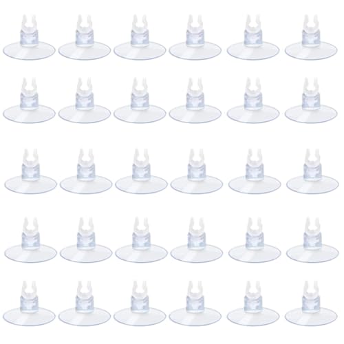 JCKD 30 Pieza Ventosas para acuarios, Soportes de Ventosa para acuarios, ventosas Transparentes para acuarios con fijador de Manguera, aptas para Tubos de Aire de acuarios de 4 6 mm
