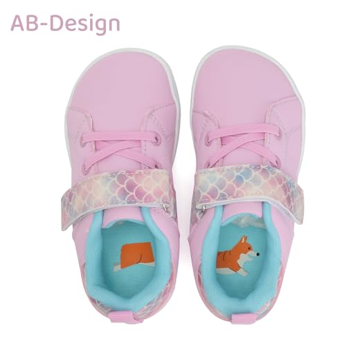 WateLves Toddler Little Kid Wide Barefoot The First Walking Shoes Girls Boys Leather Uniform Dress Shoes Lightweight Splay Naturally Minimalist Sneakers (Pink, 22)3