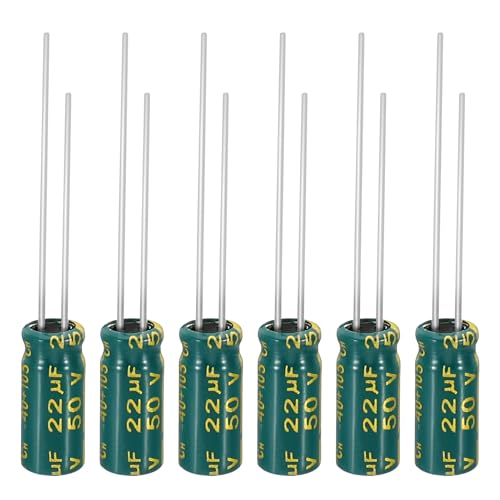 PATIKIL 50V 22uF Electrolytic Capacitors, 6Pcs 5x11mm Aluminum High Frequency Electrolytic Capacitors for TV, LCD Monitor, Refrigerator, Circuit Boards, Green