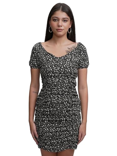 Image of Tokyo Talkies Women's Dresses for Women | Floral Print | Short Smocked Dress | Puff Sleeves | Elegant & Trendy