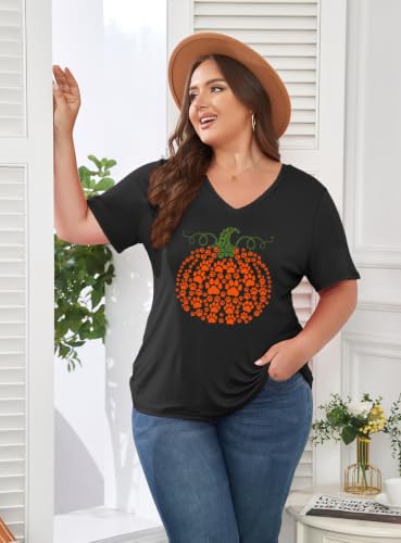 Image of ForHailey Women's Plus Size V Neck Tops Summer Short Sleeve T Shirt