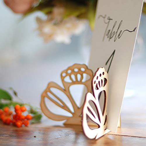 Jienie10x Wood Wooden Butterfly Table Number Holder Stand Wedding Menu Sign Holder DIY Party Decorations