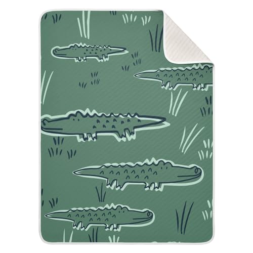 Image of Cute Alligator Crocodile Dinosaur Baby Swaddle Blanket for Boys and Girls, Muslin Baby Receiving Swaddle Blanket, Soft Cotton Nursery Swaddling Blankets for Newborn Toddler Infant