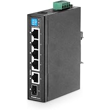 MokerLink 6 Port Industrial Din Rail Gigabit Switch - 4 x 100/1000Mbps Ports, 1 Gigabit Uplink, 1 SFP - Metal DIN-Rail & Wall Mount Ethernet Switch
