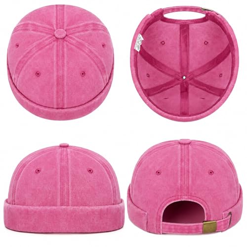 Image of Classic Vintage Style Solid Color Sailor brimless Skull hat Casual Washed Cotton Rolled Cuff Harbour Hat