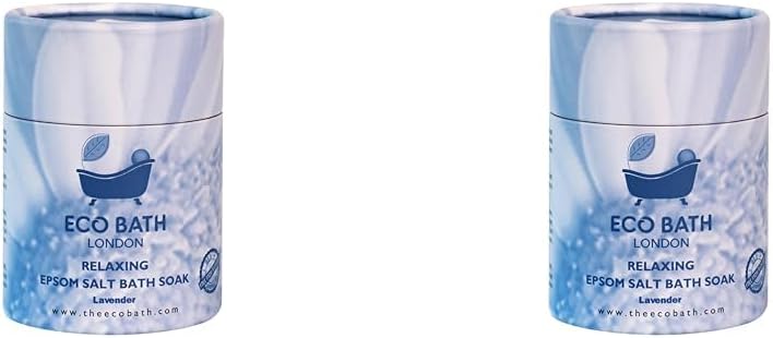Eco Bath London Relaxing Lavender Epsom Salt Bath Soak - Tube 250g, Magnesium Bath Salt Infused with Lavender Essential Oil, Epsom Bath Salts for Relaxation (Pack of 2)
