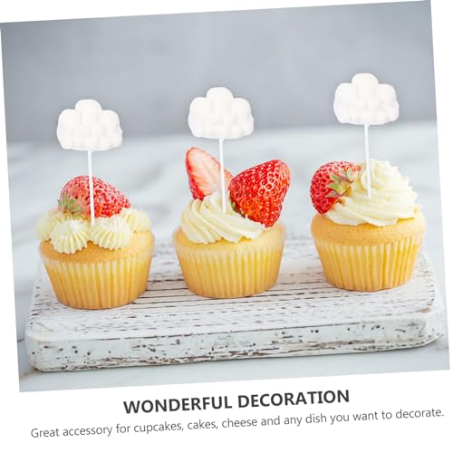 BCOATH 2sets Birthday Cake Picks Wool Yarn Edible Cloud Balls Decorations Party Cupcake Toppers 5pcs*2 - Image 4