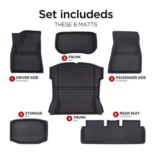 Support Us Business Fits Tesla Model 3, Floor Mats Complete Set (7 Piece) All Weather Custom Fit 2021 2022 2023 All-Weather Cargo Liner Rear Cargo Tray Trunk Floor Mat Interior Accessories #TOP4