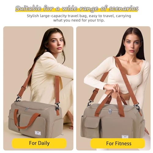 Image of FIORETTO Women's Gym Duffle Bag with Shoes Compartment, 30L Capacity, Ideal for Travel, Gym, Sports, Duffel, Weekender