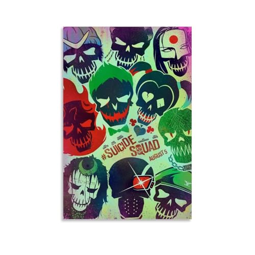 HKLOPUY Póster de cómic de Escuadrón Suicida de la película, pintura decorativa en lienzo, póster de pared e imagen artística moderna para decoración de dormitorio familiar, 20 x 30 cm
