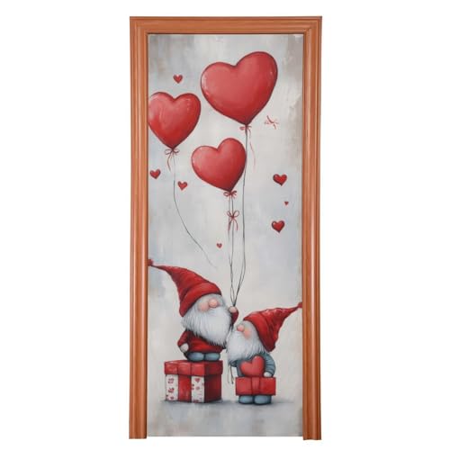 FLildon Valentine's Day Gnome Balloon Love Door Cover Decoration, Party Accessory Porch Decor for Festive Ornament Room Door Covers 36 x 98 Inch