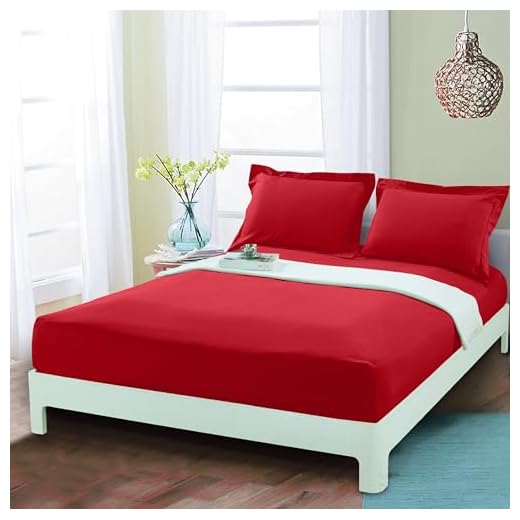 Mocassi Queen Fitted Sheet - Deep Pocket Cooling Sheets up to 16 inch - Hotel Luxury 1800 Premier - Softest Sheets - Wrinkle Resistant - 1 Single Bottom Fitted Sheet, Queen, Red