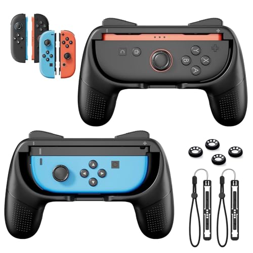 BINBOK VR Grip For Nintendo Switch 2(2025)/Switch1/OLED Joycon, Switch 2 Accessories, Ergonomic Comfort Handheld Controller Holder With Anti-Slip Thumb Grip joy-stick Caps