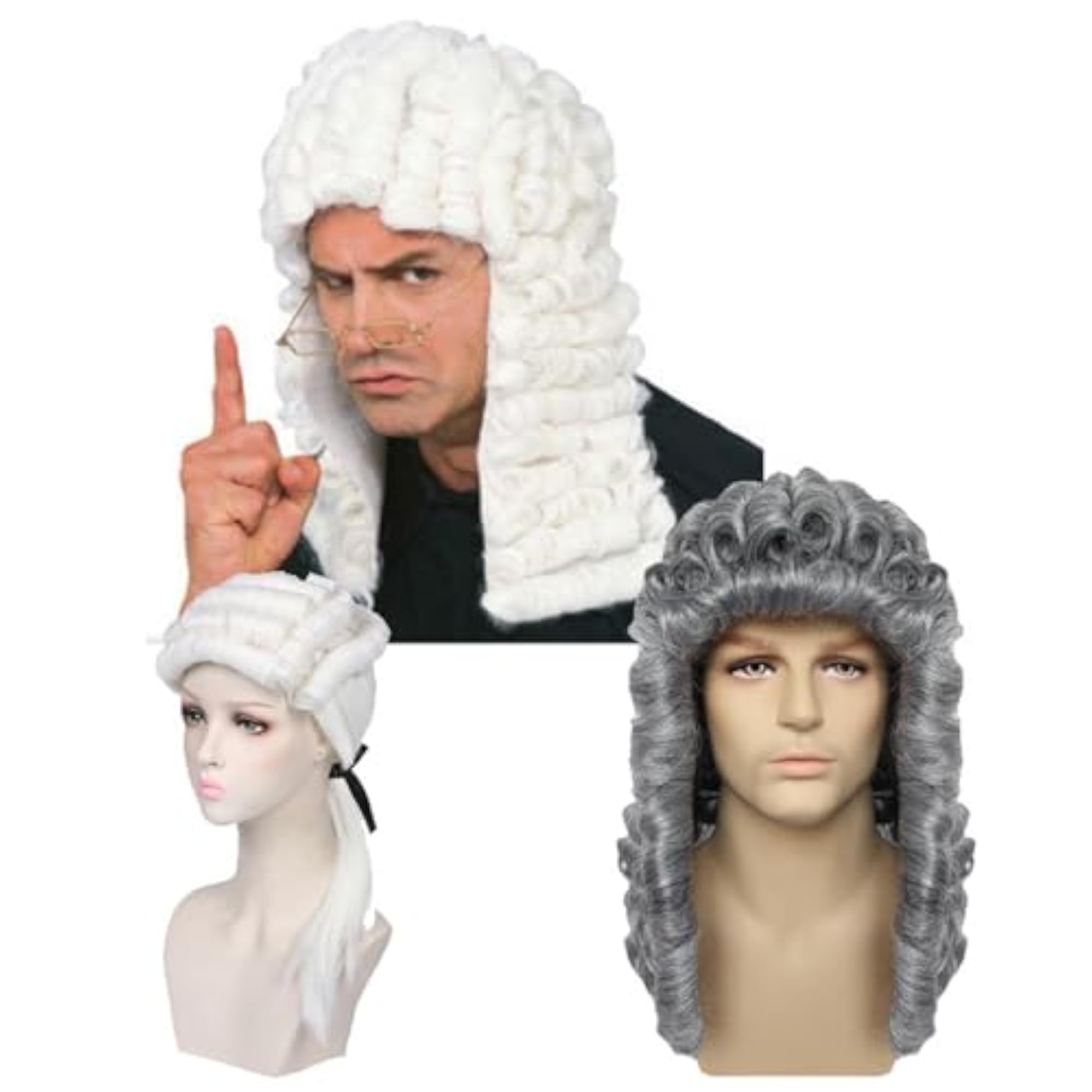 Colonial Wig Man Costume Long Wave Wig for Daily Use