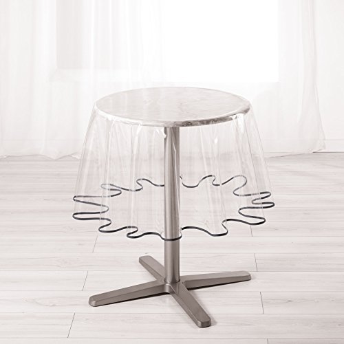 Ligne Decor 180 Cm Plain Cristal 15/100e jardín Biais Mantel Redondo, Color Gris