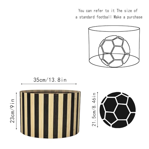 Image of Pendant Lamp Shade, Translucent Bamboo Made, 13.8x9 Inch, Modern Minimalist Style for Living Room, Bedroom (Black Stripe)