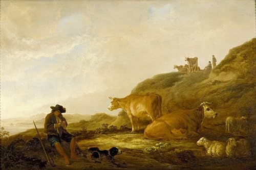 Tableau Berger assis Aelbert Cuyp décoration murale toile 60x90cm