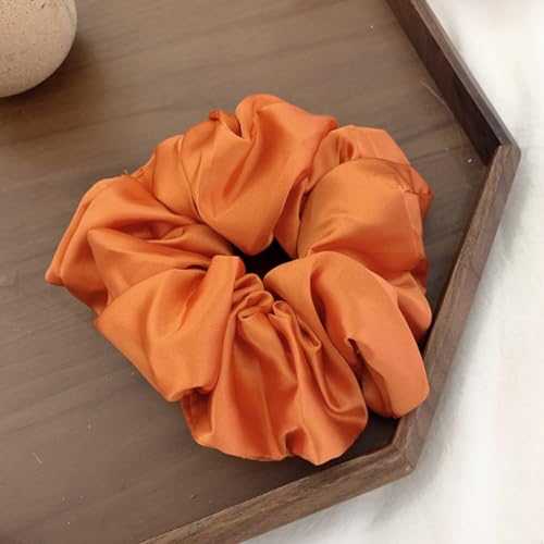 Pack of 2 Women's Elastic Hair Scrunchie Ponytail Holder Hair Band Hair Rubber Bands Hair Rope Braid Elastics Hair Accessories for Women Girls for Daily Wear Orange