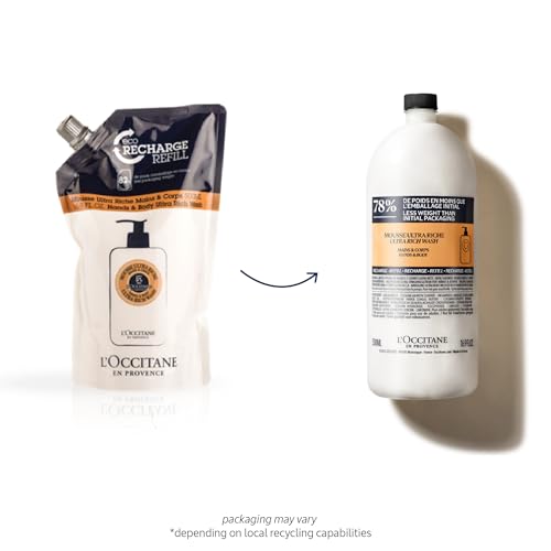 L'Occitane Shea Hands & Body Ultra Rich Wash: Cleanse, Soften, Gentle Foaming Cream, Classic Shea Scent, Prevent Dryness, With 5% Shea Butter, Refill Available - Image 6