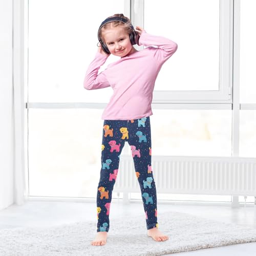 Colorful Puppy Polka Dot Girls Leggings Ultra Soft Compression Yoga Gym Pants for Kids 4-10T4