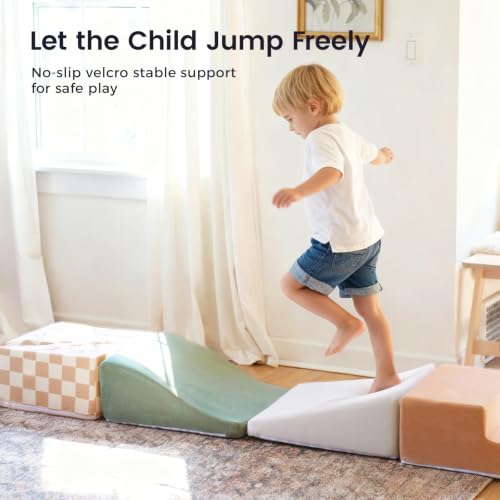Image of Tiny Land Soft Foam Climbing Blocks for Toddlers, 6-Piece Foam Blocks