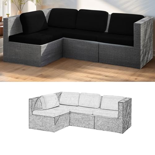 TDHLW 8Pcs Outdoor Cushions Covers Waterproof, Stretch Patio Cushion Covers Replacement, Washable Sofa Cushion Covers Slipcovers for Outdoor Furniture Backyard,Black,8pc