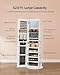 SONGMICS LED Jewelry Cabinet Standing, Lockable Armoire With Full-Length Mirror and Adjustable Lights, Space-Saving Organizer, Christmas Gifts for Women, Gift Idea, Cloud White UJJC008W01