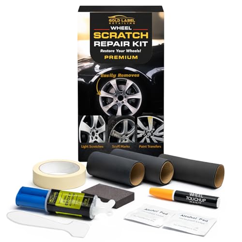 Image of Premium Wheel Scratch Repair Kit | Gloss Silver Rim Touch-Up Pen 30ml | DIY Kit with Filler, Sanding Tools, Spatula & Tape | Deep Rim Repair for Painted Alloy Wheels