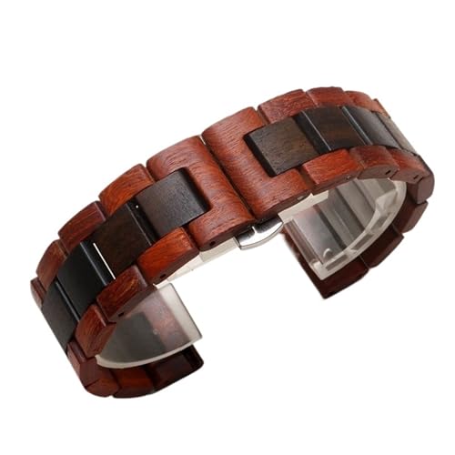 Bracelet de montre en bois et acier inoxydable avec système de fixation rapide