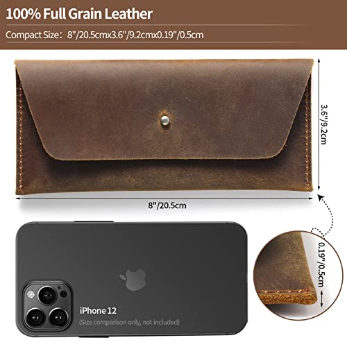 Ringsun Leather Money Cash Envelopes Wallet for Men, Money Bag Pouch Reusable Budget Envelope Wallet, Retro Clutch Wallet, Brown2