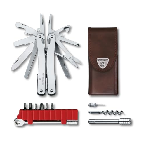 DOTAZIONE E DIMENSIONI: 1 Swiss Tool Spirit X Plus Ratchet con 36 funzioni + fodero in pelle, Dimensioni: 105 x 35 x 18 mm, Peso: 210 g, Materiale: acciaio inossidabile, Colore: Argento, No. articolo: 3.0236.L