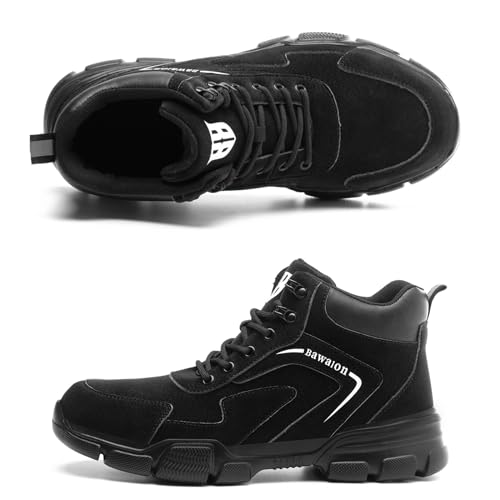 Image of Nasogetch Waterproof Work Boots for Men Women Steel Toe Boots Lightweight Indestructible Slip Resistant Construction Safety Boots