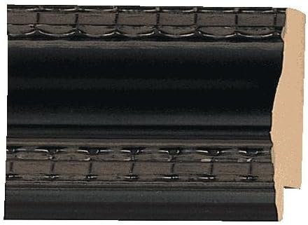 Picture Frame Moulding (Wood) 100ft Bundle - Traditional Black Finish - 1.5" Width - 1/2" Rabbet Depth