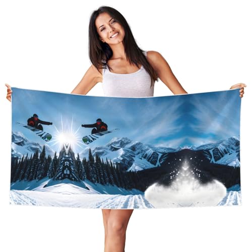GaxfjRu Saugfähiges Badetuch mit Snowboard-Aufdruck, Stranddecke für Reisen, Pool, Urlaub, Geschenke für Frauen, Mutter, Schwester