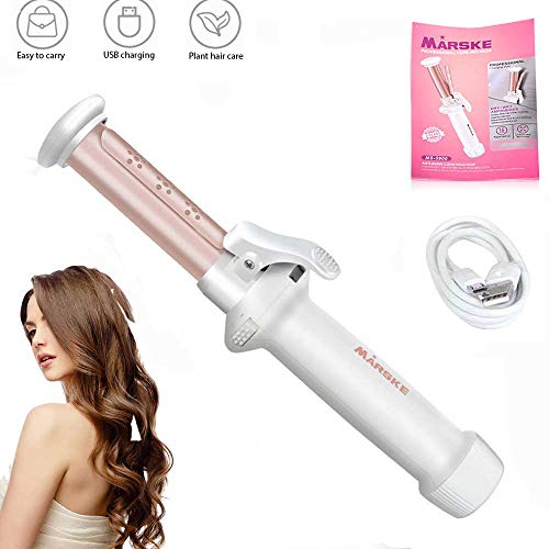 Mini Curling Iron, leegoal Cordless Portable Hair Curling Wand, USB Rechargeable Handy Travel Hair Straightener Curler for Hair Styling, Wet and Dry Use