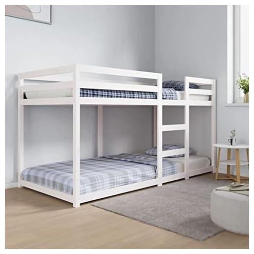 Festnight Litera de Madera Maciza de Pino Cama litera Litera para niños 90 x 200 cm Blanco