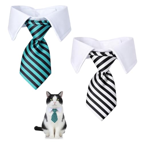 2 Pcs Cat Dog Neck Tie Collar Ajustable para Mascotas