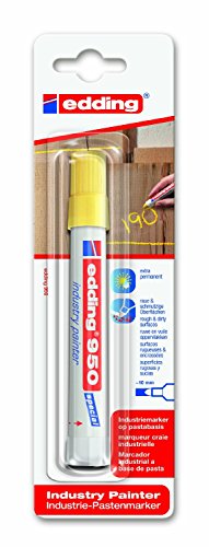 edding 950 Marqueur spécial industrie - jaune - 1 stylo - pointe ronde 10 mm - marqueur pour écrire sur métal, roches, bois - surfaces rugueuses ou humides...