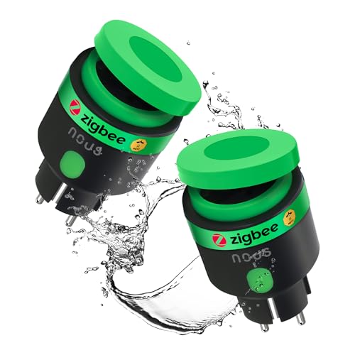 NOUS Zigbee Steckdose, Intelligente Außensteckdose IP44, Intelligente Steckdose mit Verbrauchsmessung, Kompatibel mit Alexa Zubehör, Smart Home Geräten, Google Home, Smart Life, 2MQTT, 16A