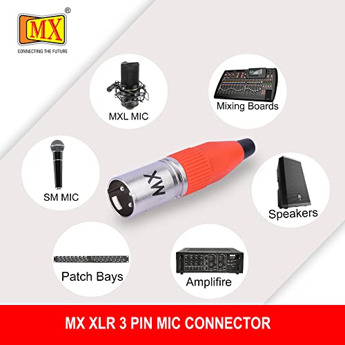 Image of MX 3 Pin XLR Microphone pin Pure Copper Nickel Plated Pins1 for High Conductivity microphone (3-pin microphone male connector, Pack of 4, Male Connector)