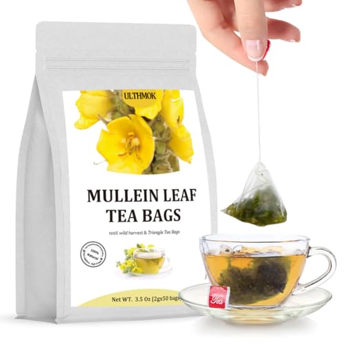 ULTHMOK Premium Mullein Leaf Tea,50 Tea Bags.for Lungs Cleanse and Respiratory Support, No Additives & Caffeine Free.