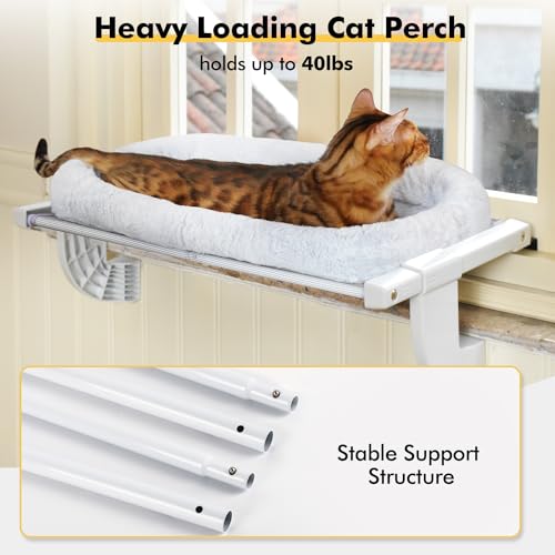 Zoratoo Poleiro de Gato para Montagem Em Peitoril de Janela para Gatos Internos, Assento de Janela d