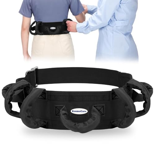 Image of KosmoCare Gait Belt | Transfer Belt | 7 Grip Handles | Safely Move & Transfer | Bariatrics Pediatric Elderly Occupational & Physical Therapy| Long Strap with Quick Release Metal Buckle| 27-52 Inches