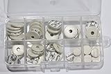 Instrument Clinic Flute Pad Assortment of 50, White Pads, 2.7mm Thick, With Assortment of 465 Adhesive-backed Flute Pad Shims
