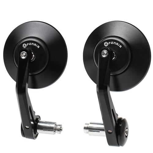 FENRIR (Nessuna Omologati)Specchietti Retrovisore Manubrio Moto End Bar Specchi CNC Lega di alluminio forgiata Antiriflesso Antivibrazione Lenti Con Curvatura Strada Sportiva Turismo Scooter 801-0028