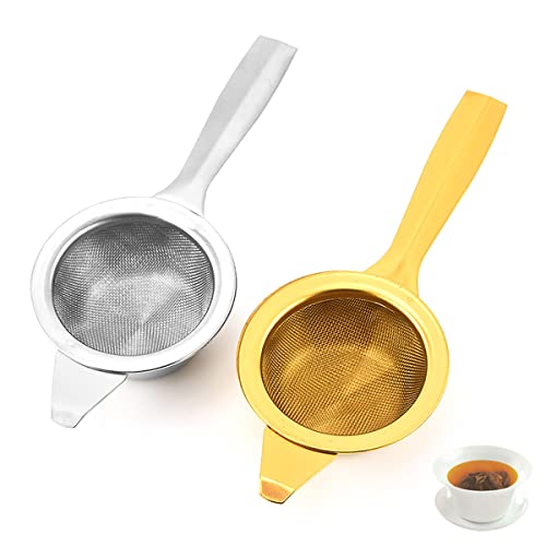 Verve Jelly 2 Pair Tea Filters with Drip Bowls, Small Fine Mesh Tea Strainers, Stainless Steel Tea Infuser with Long Handle - Image 4