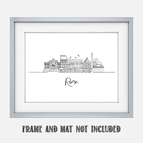 Rome, Italy Capital City Skyline Landscape - Europe Travel Adventures & Bucket List Vacation Cityscape Wall Art Decor - Unframed 11 X 14 Black & White Print - Anniversary Travel Gift Ideas #TOP1