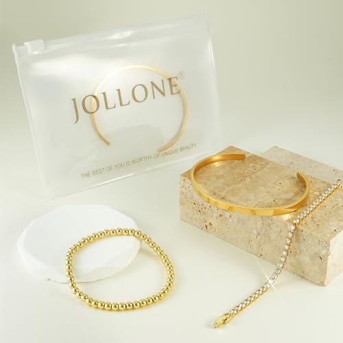 Gold Bracelets - Stackable Tennis & Cuff Bracelets, Gold Bangles, Cubic Zirconia, 18K Gold Plated, Gifts for Women & Girls4