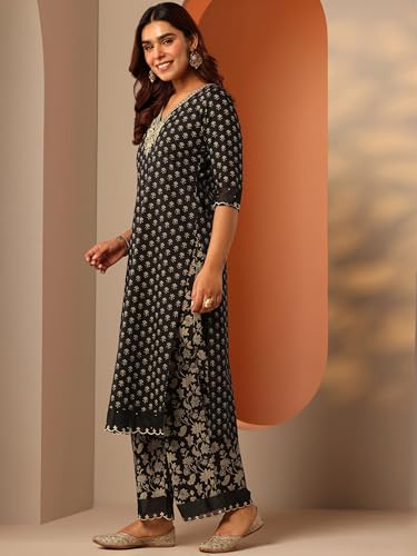 Image of Libas Printed Cotton Blend Straight Kurta Set for Women | daily wear suit